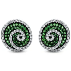 Ohrstecker 750/18K Weissgold Diamant 1.2ct. Tsavorith 2.61ct.