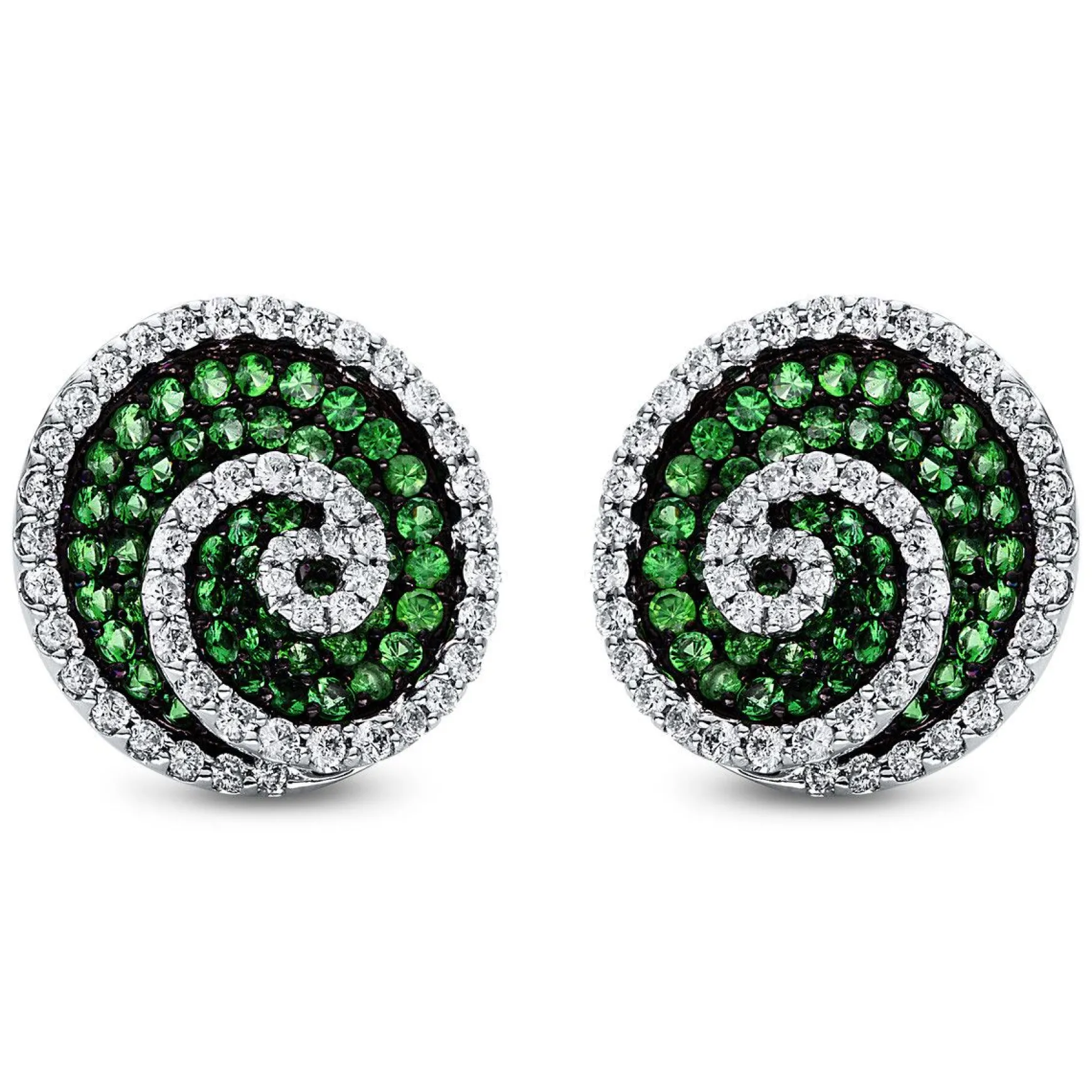 Ohrstecker 750/18K Weissgold Diamant 1.2ct. Tsavorith 2.61ct.