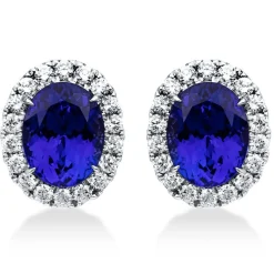 Ohrstecker 750/18K Weissgold Diamant 2.2ct. Tansanit 12.63ct.