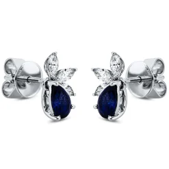 Ohrstecker 750/18K Weissgold Diamant 0.32ct. Safir 1.03ct.