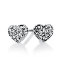 Ohrstecker 585/14K Weissgold Herz Diamant 0.13ct.