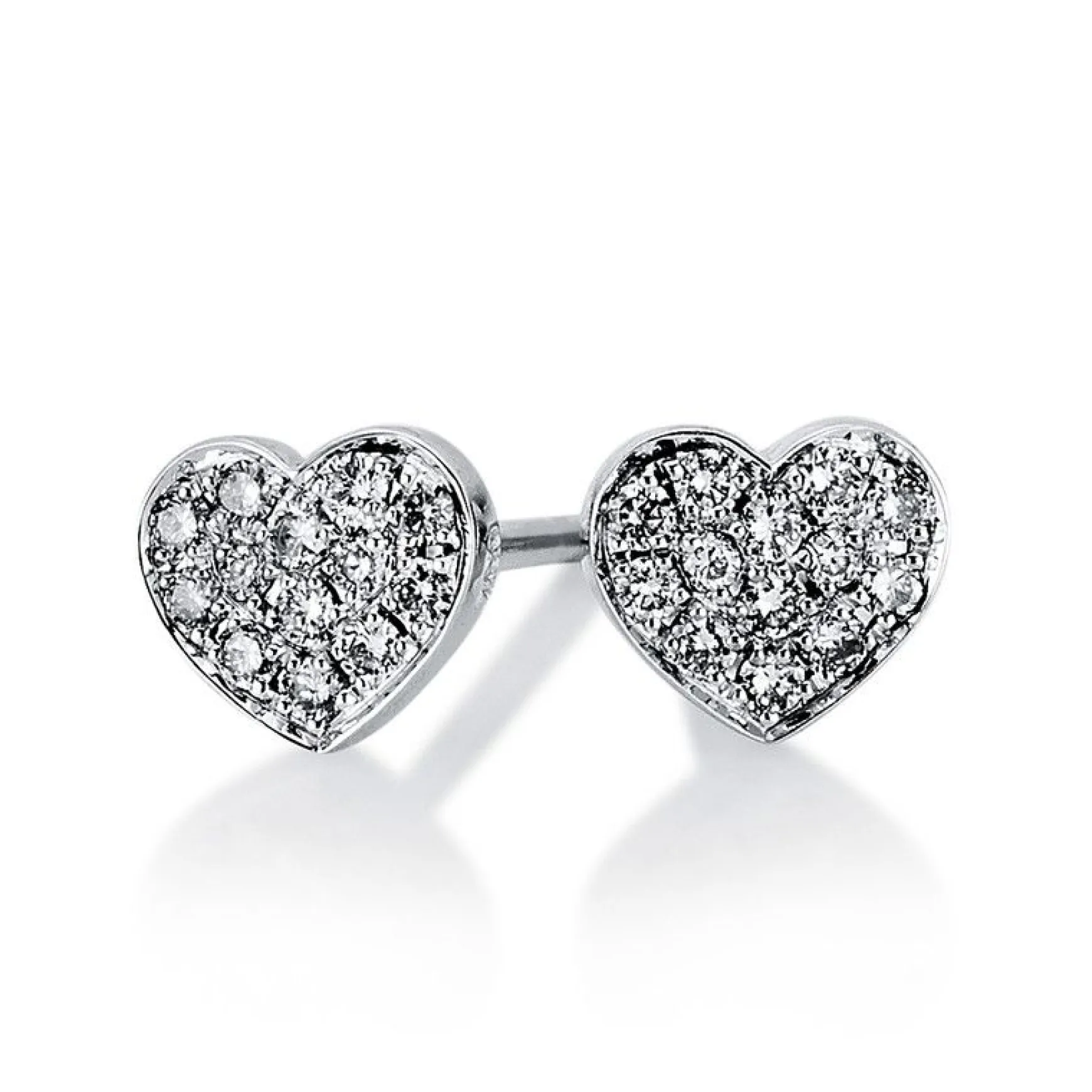 Ohrstecker 585/14K Weissgold Herz Diamant 0.13ct.