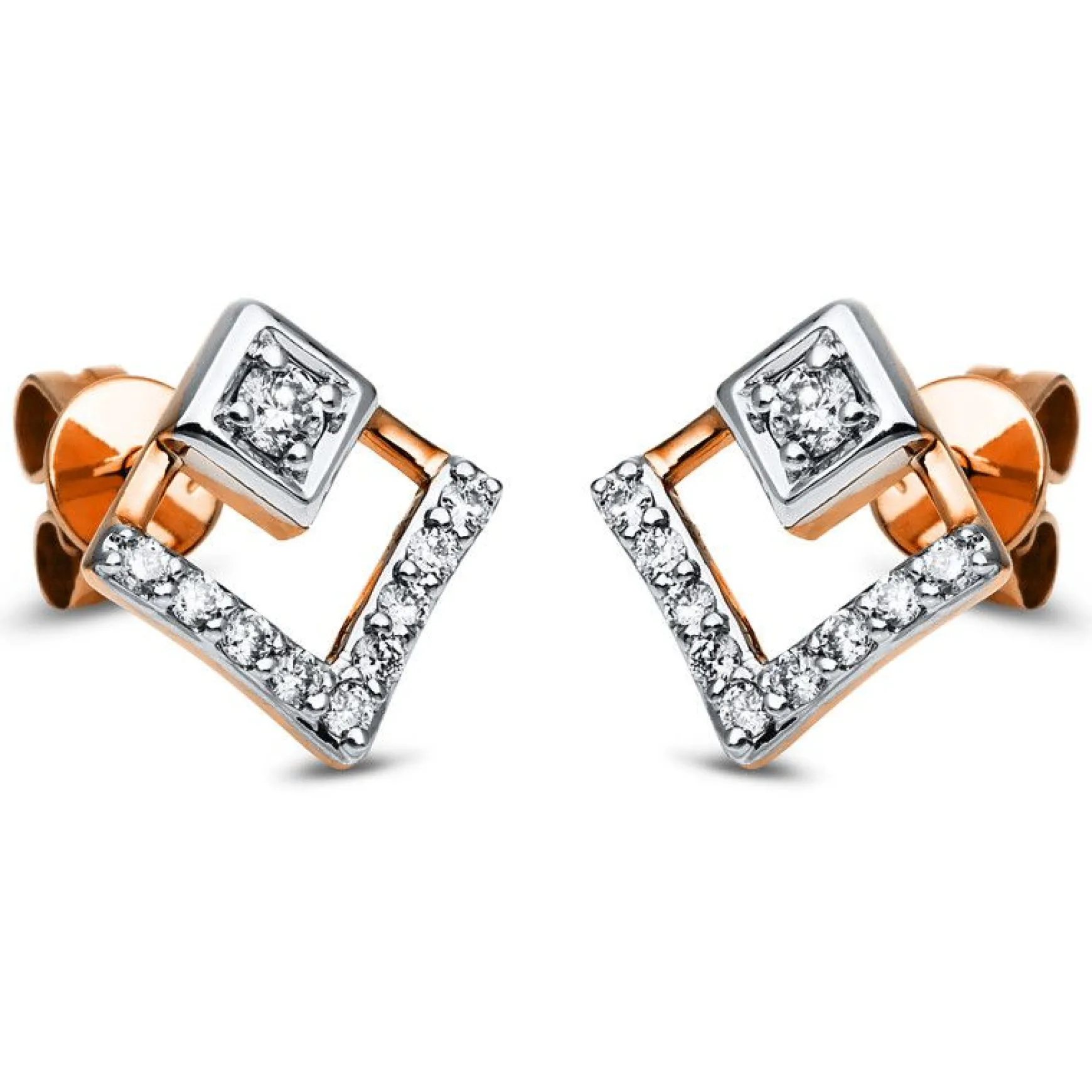 Ohrstecker 750/18K Weissgold/Rotgold Diamant 0.25ct.