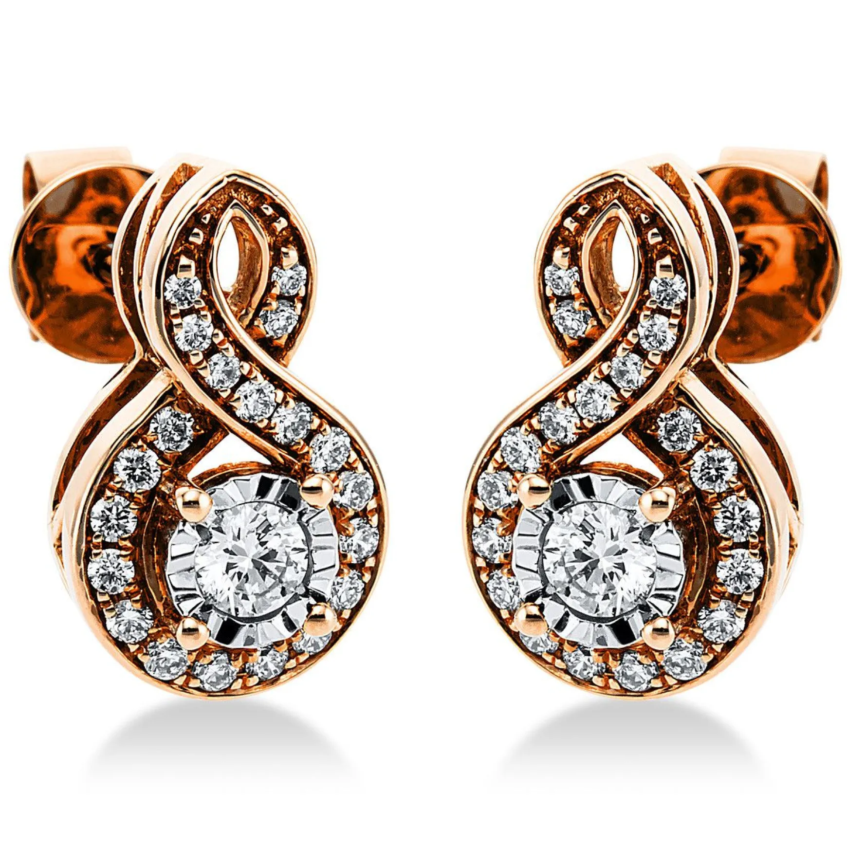 Ohrstecker 750/18K Weissgold/Rotgold Diamant 0.39ct.