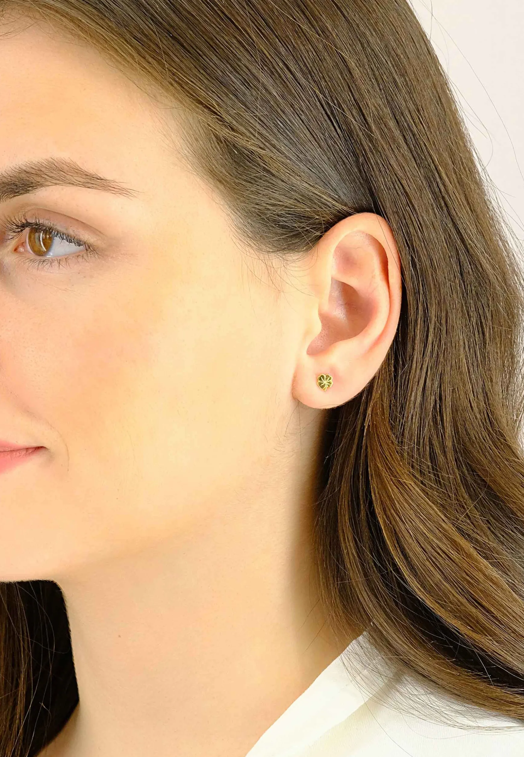 Ohrstecker Kleeblatt Gelbgold 750, 5mm