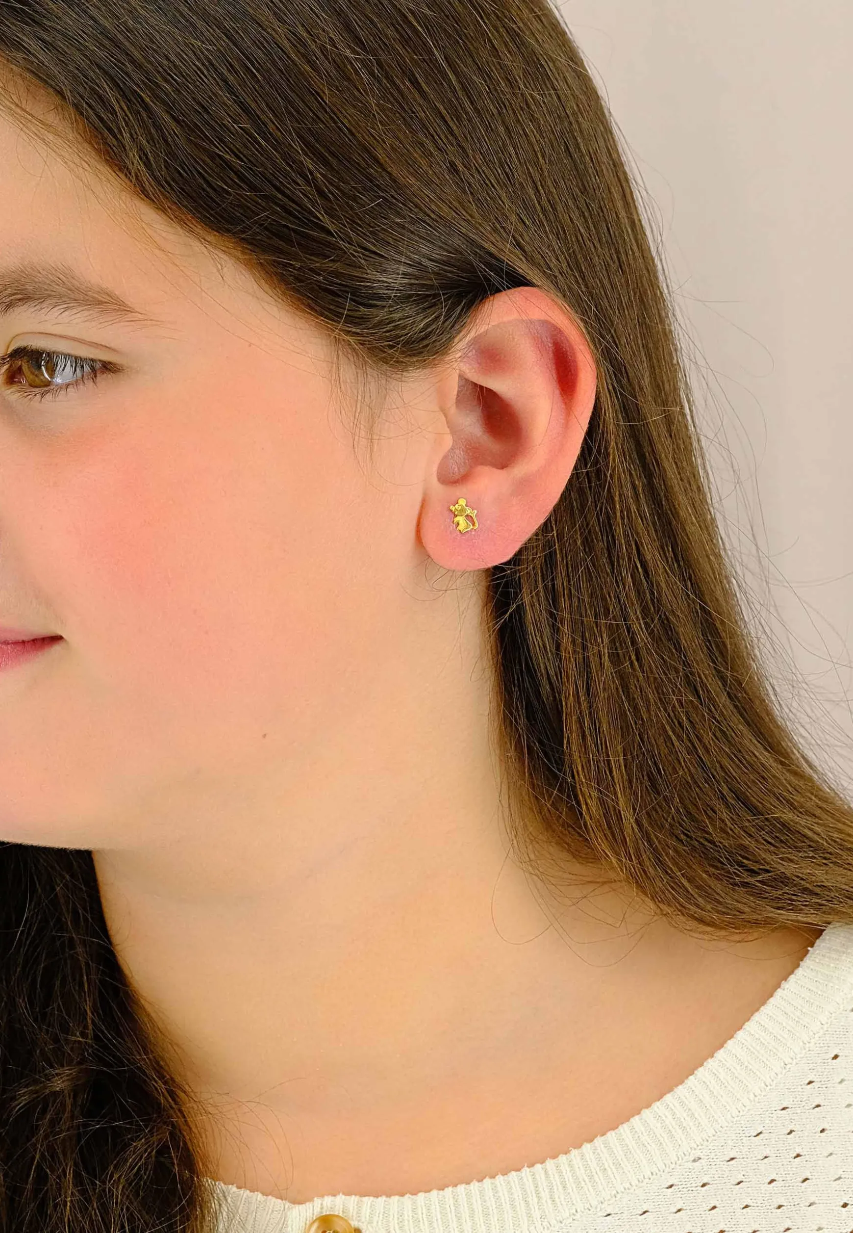 Ohrstecker Maus Gelbgold 750, 8x6mm