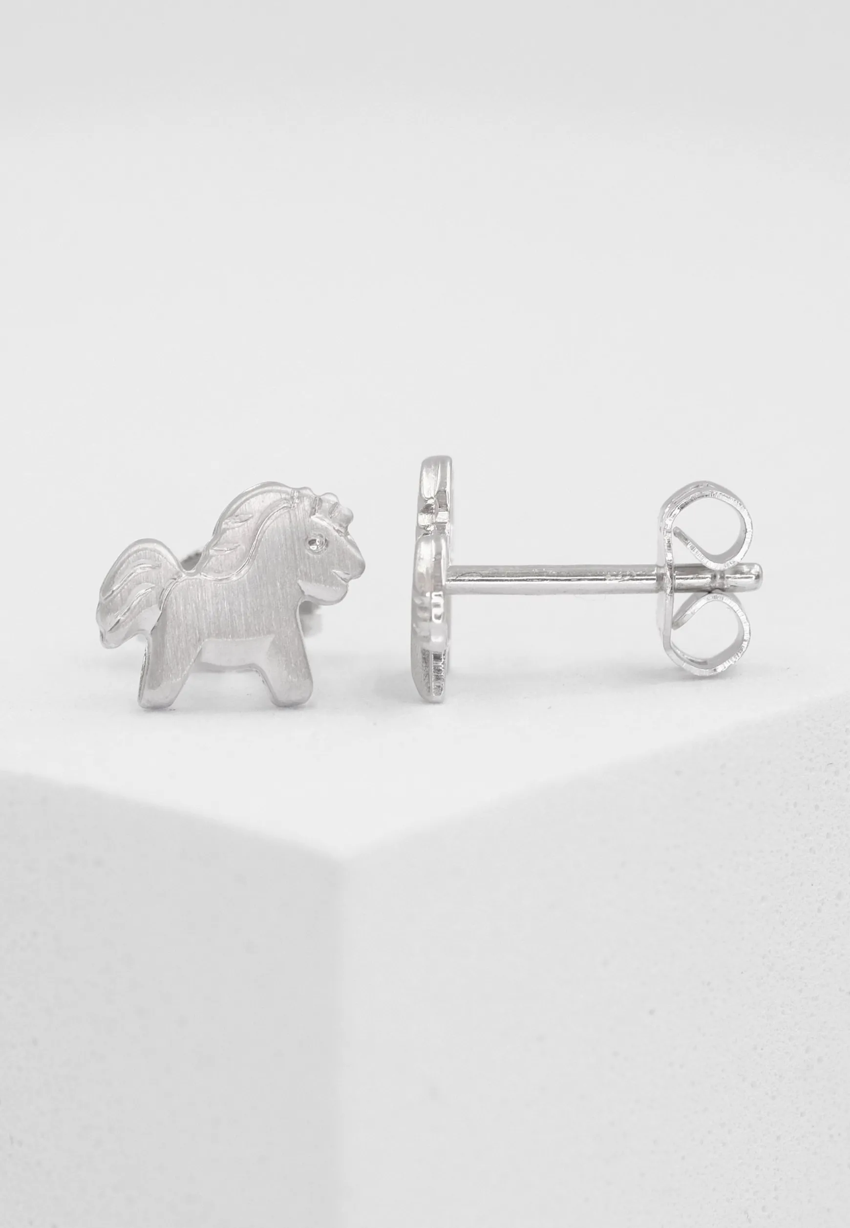 Ohrstecker Pferd Weissgold 750, 7mm