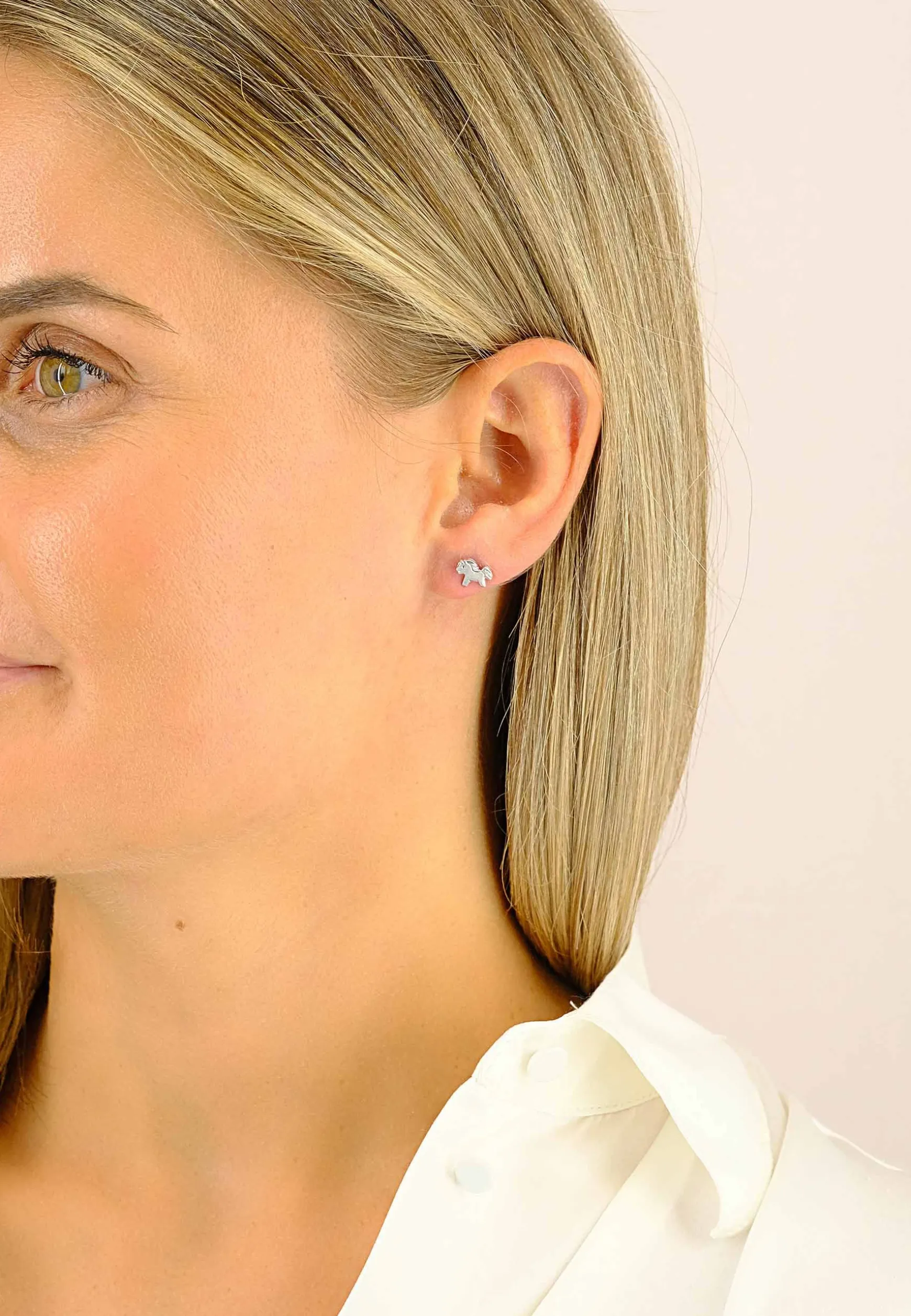 Ohrstecker Pferd Weissgold 750, 7mm