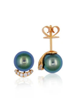 Ohrstecker Roségold 750 Tahiti Perle 8-9mm Brillant 0.125ct.