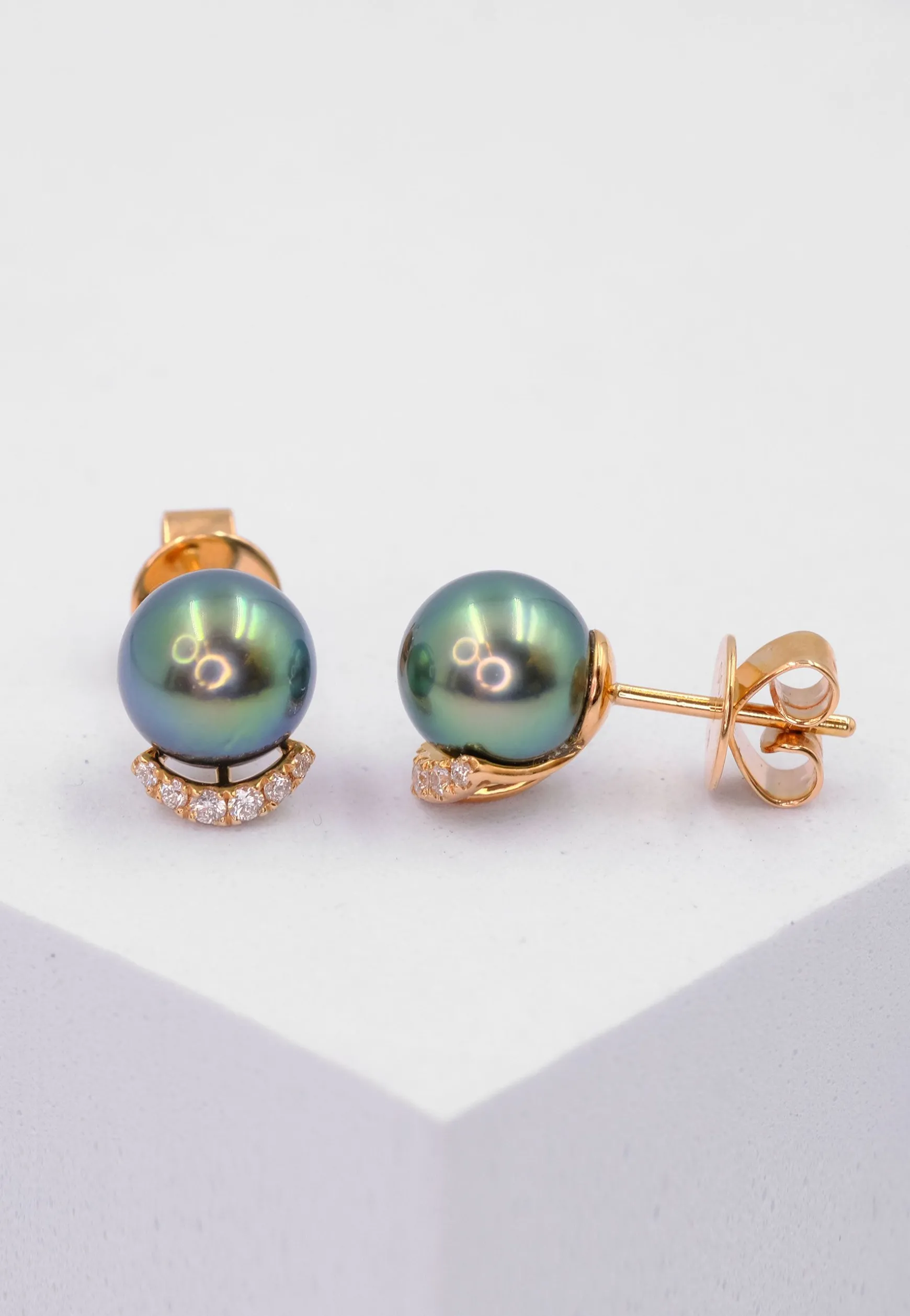 Ohrstecker Roségold 750 Tahiti Perle 8-9mm Brillant 0.125ct.