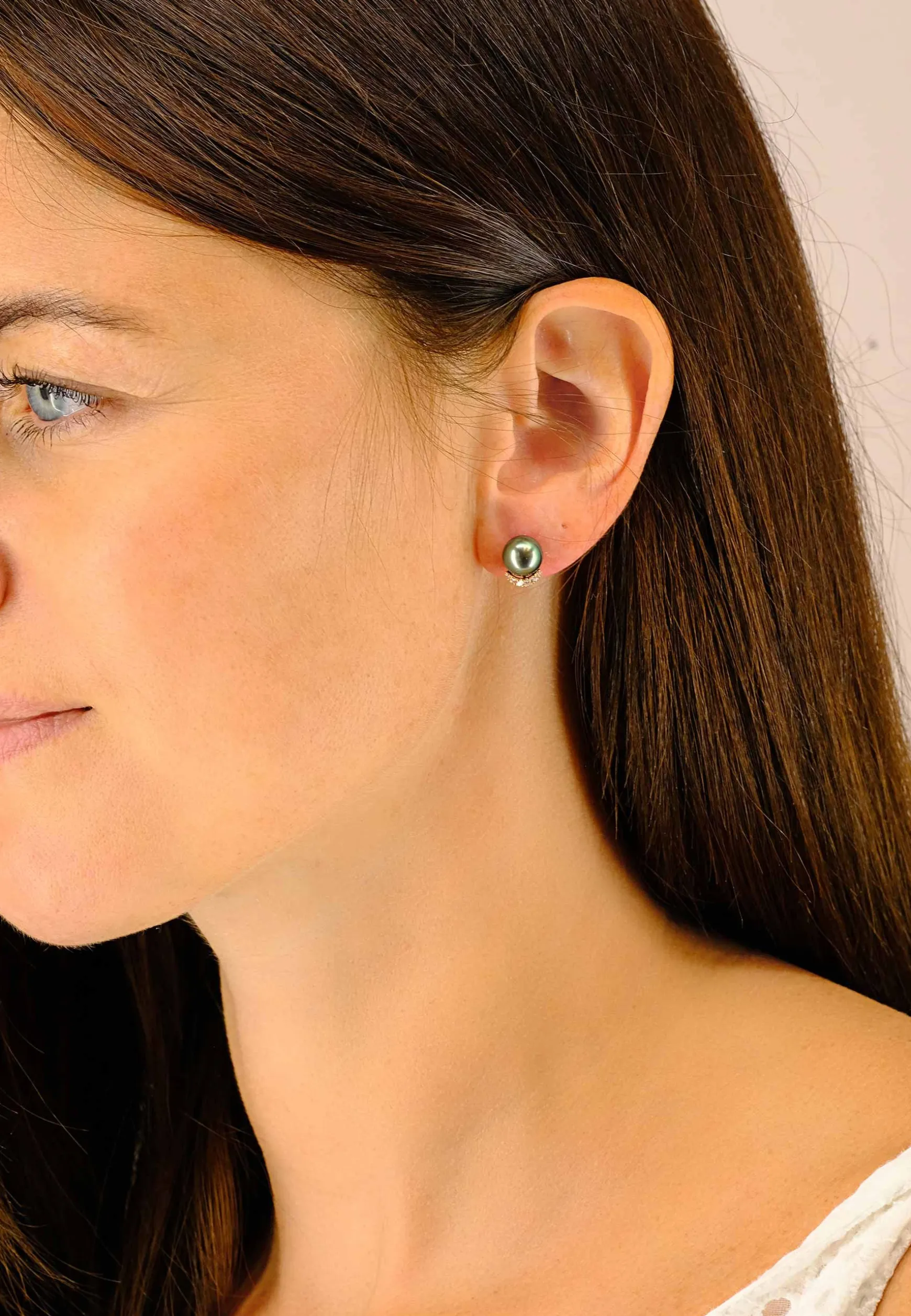 Ohrstecker Roségold 750 Tahiti Perle 8-9mm Brillant 0.125ct.