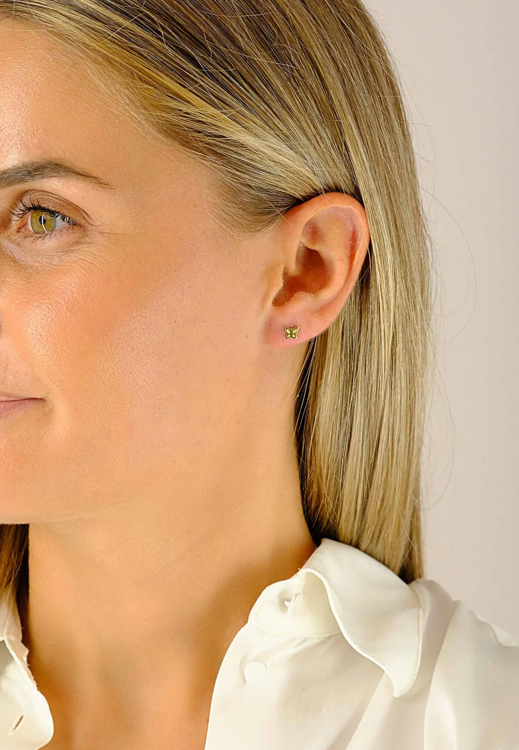 Ohrstecker Schmetterling Gelbgold 750, 5mm