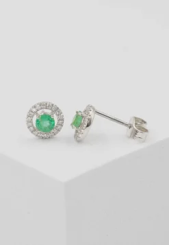 Ohrstecker Weissgold 750 Smaragd 0.34ct. Brillanten 0.10ct