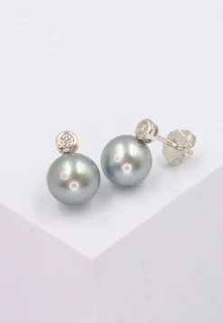 Ohrstecker Weissgold 750 Tahiti Perle 8-9mm Brillant 0.11ct.
