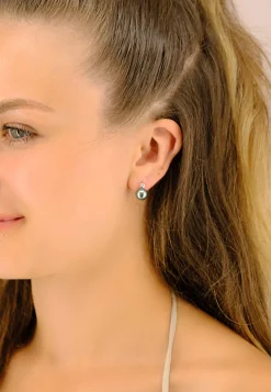 Ohrstecker Weissgold 750 Tahiti Perle 8-9mm Brillant 0.04ct.