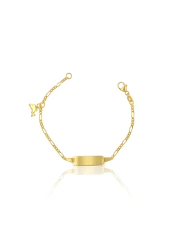 Plaketten-Armband Delphin Gelbgold 375 Figaro, 2.1mm, 14cm