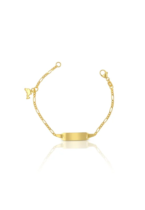 Plaketten-Armband Delphin Gelbgold 375 Figaro, 2.1mm, 14cm