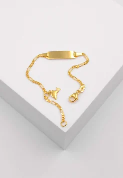 Plaketten-Armband Delphin Gelbgold 375 Figaro, 2.1mm, 14cm