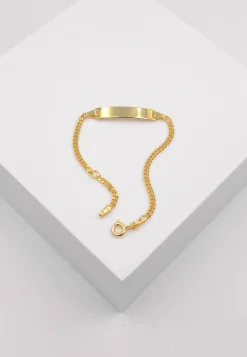 Plaketten-Armband Gelbgold 375 Panzer geschliffen, 2.1mm, 14cm