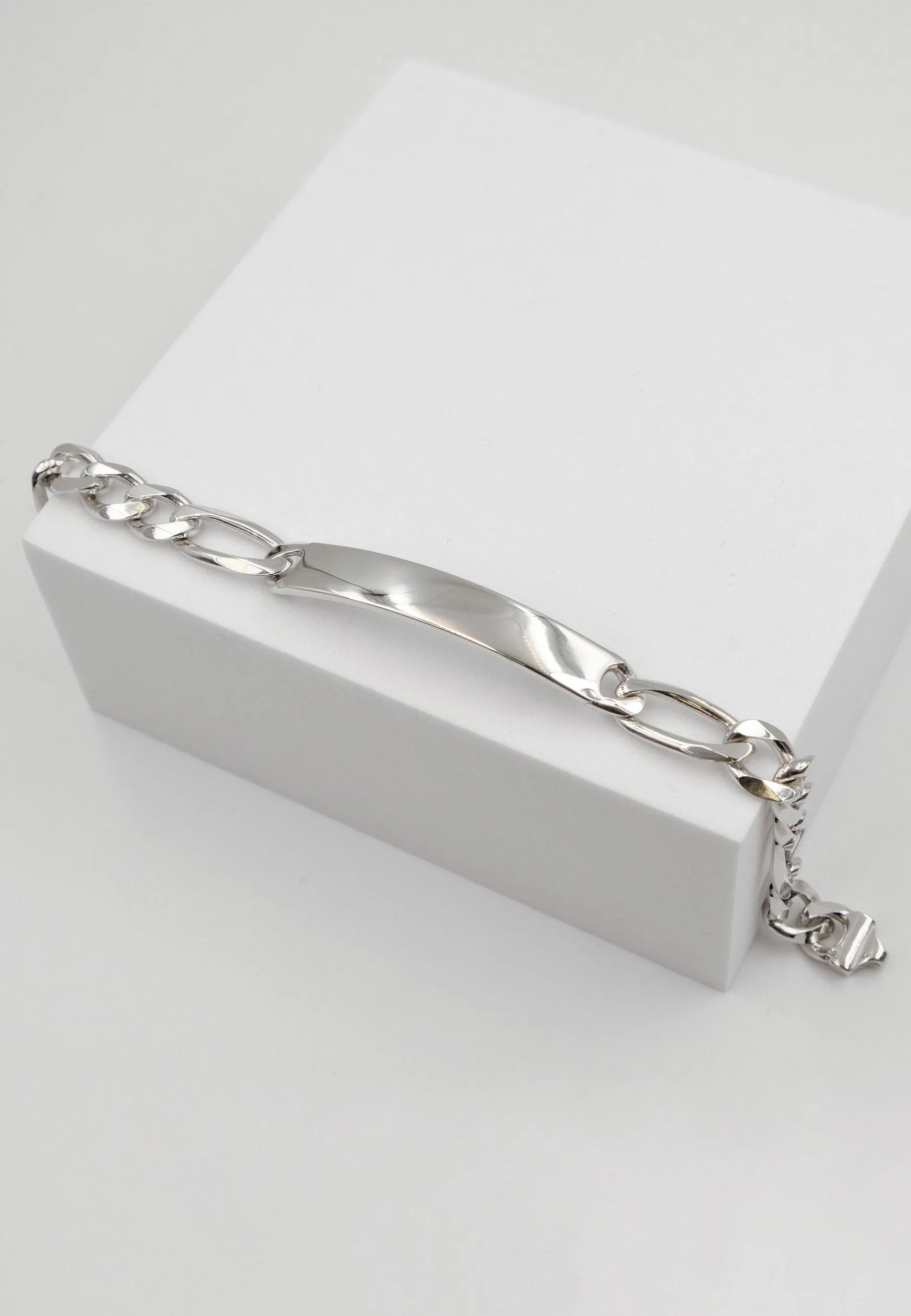 Plaketten-Armband Silber 925 Figaro, 8mm, 19cm