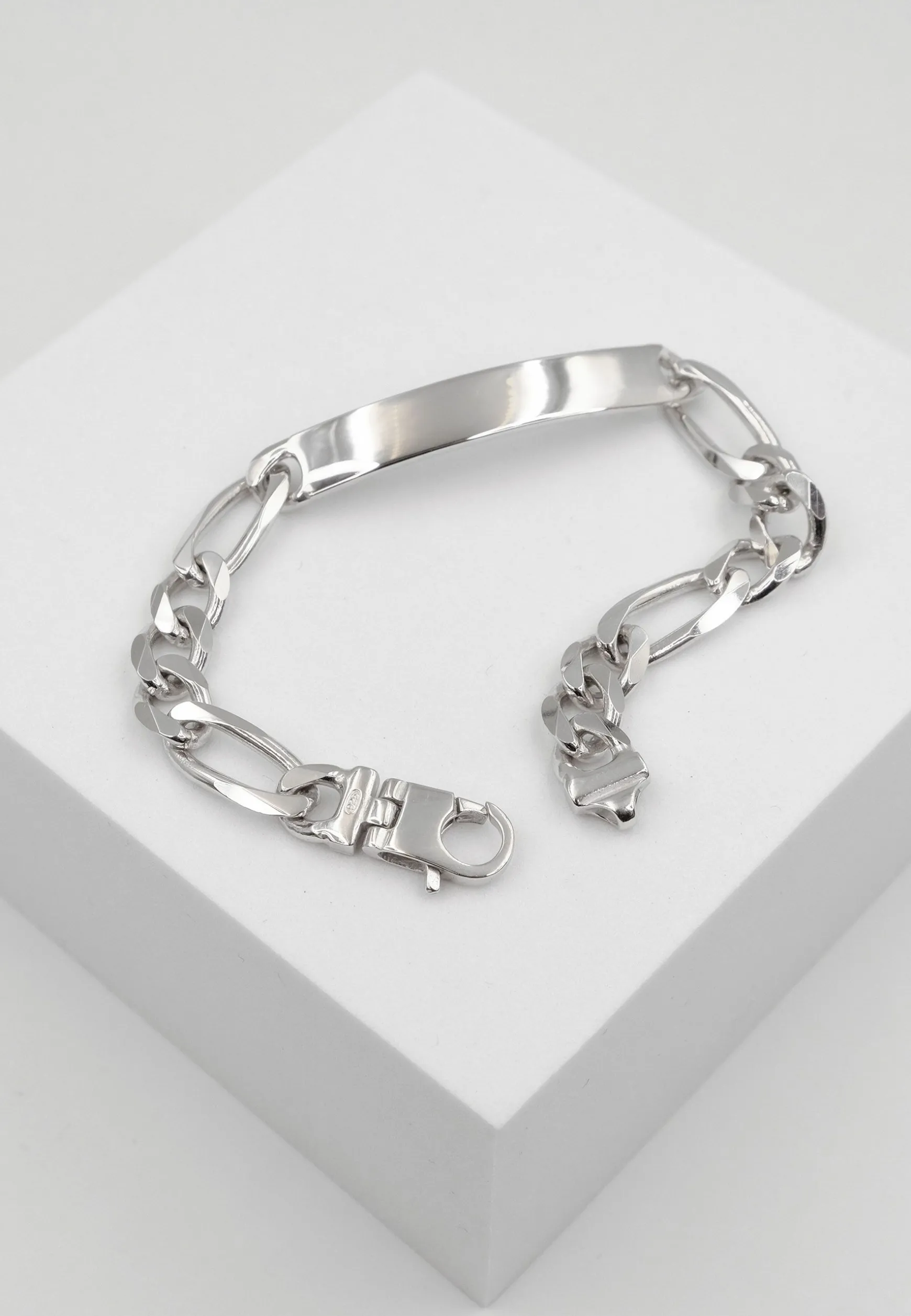Plaketten-Armband Silber 925 Figaro, 8mm, 21cm