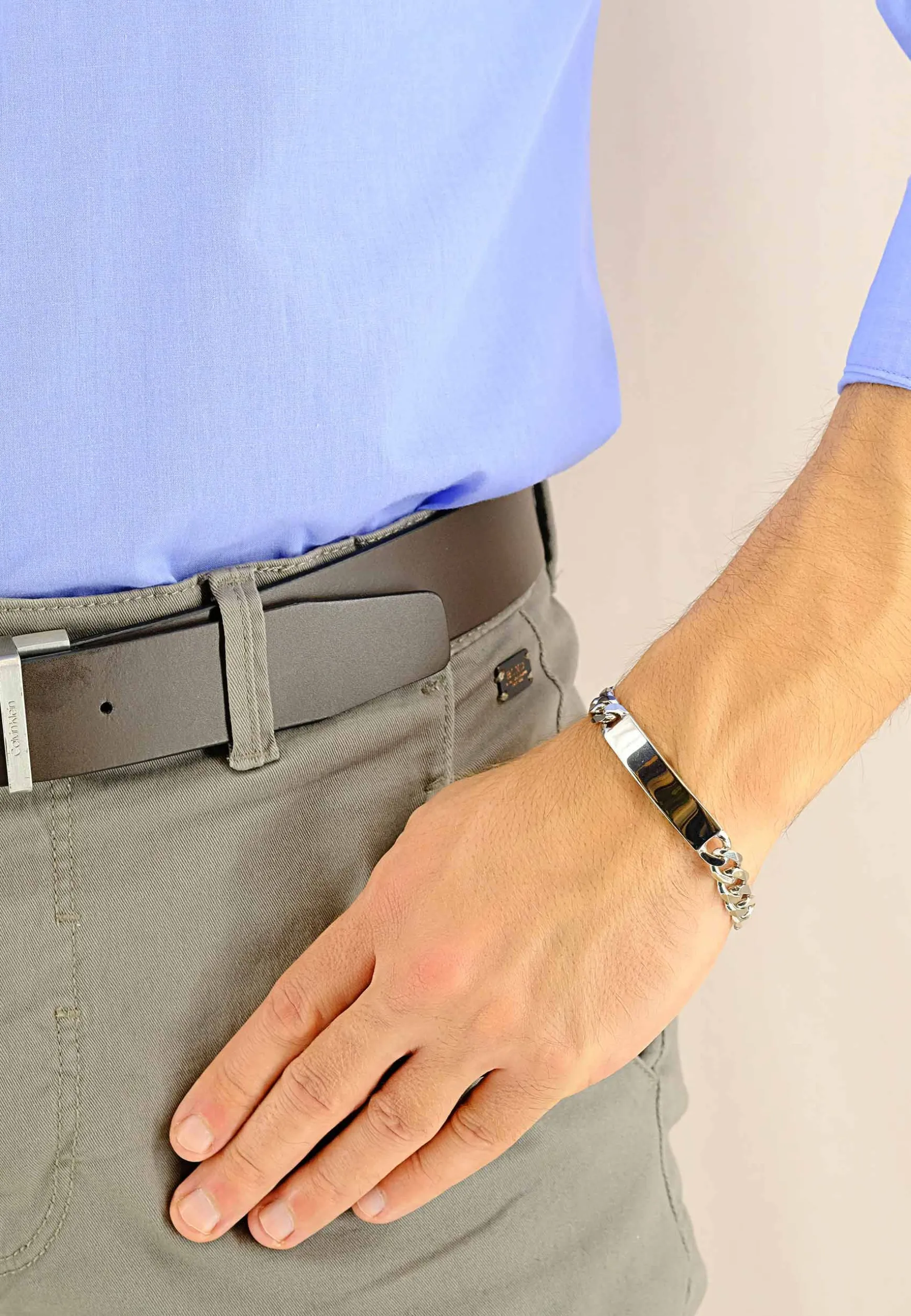 Plaketten-Armband Silber 925 Panzer, 9.4mm, 19cm