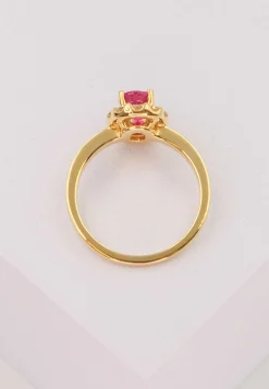 Ring Gelbgold 750 Rubin 1.10ct. Brillanten 0.40ct. (52)