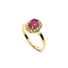 Ring Gelbgold 750 Rubin 1.10ct. Brillanten 0.40ct.