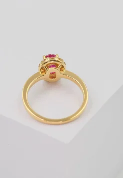 Ring Gelbgold 750 Rubin 1.10ct. Brillanten 0.40ct. (52)