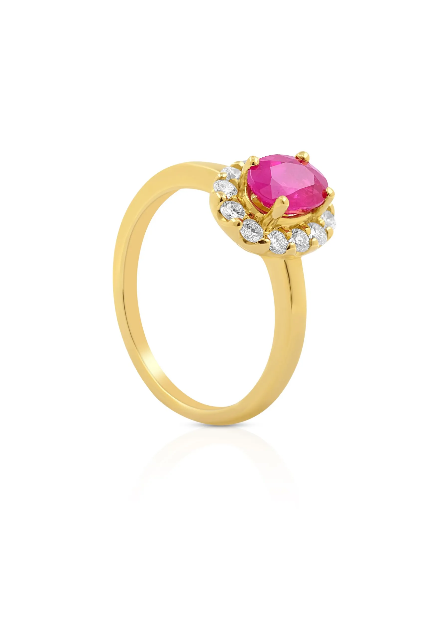 Ring Gelbgold 750 Rubin 1.10ct. Brillanten 0.40ct. (52)