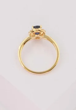 Ring Gelbgold 750 Saphir 0.94ct. Brillanten 0.40ct. (52)