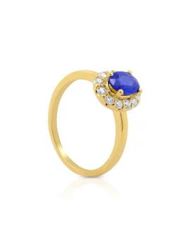 Ring Gelbgold 750 Saphir 0.94ct. Brillanten 0.40ct. (52)