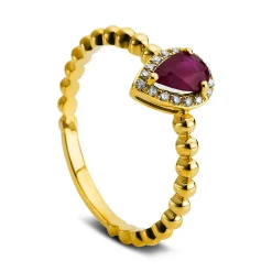 Ring 750/18K Gelbgold Diamant 0.08ct. Rubin 0.52ct.