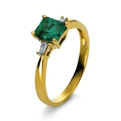 Ring 750/18K Gelbgold Diamant 0.08ct. Smaragd 0.66ct.
