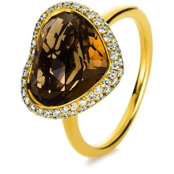 Ring 750/18K Gelbgold Diamant 0.35ct. Quarz 6.07ct.