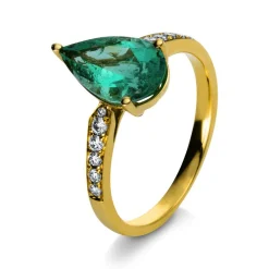 Ring 750/18K Gelbgold Diamant 0.17ct. Smaragd 1.98ct.