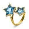Ring 750/18K Gelbgold Sterne Diamant 0.33ct. Blautopas 4.55ct.