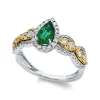 Ring 750/18K Gelbgold/Weissgold Diamant 0.68ct. Smaragd 0.63ct.