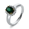 Ring 750/18K Gelbgold/Weissgold Diamant 0.17ct. Smaragd 0.66ct.