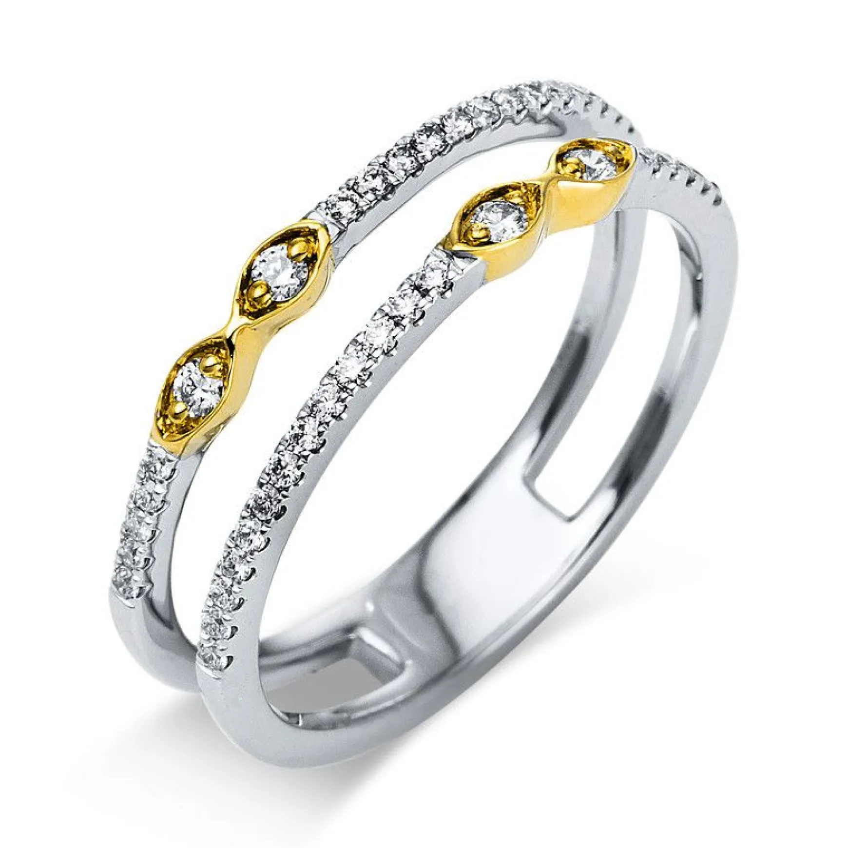 Ring 750/18K Gelbgold/Weissgold Diamant 0.22ct.