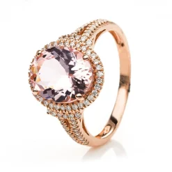 Ring 585/14K Roségold Diamant 0.27ct. Morganit 3.3ct.