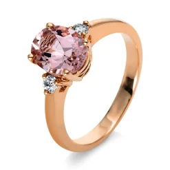 Ring 585/14K Roségold Diamant 0.13ct. Morganit 1.66ct.