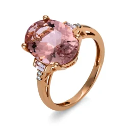 Ring 585/14K Roségold Diamant 0.15ct. Morganit 4.94ct.