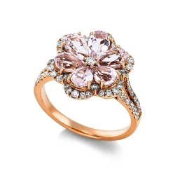 Ring 750/18K Rotgold 0.57ct. Morganit 2.09ct.