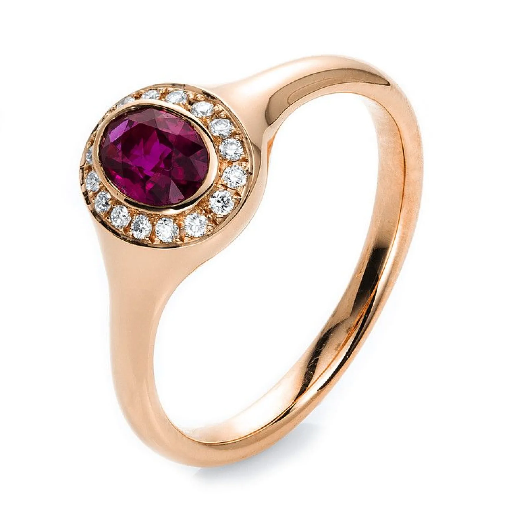 Ring 750/18K Rotgold Diamant 0.09ct. Rubin 0.7ct.