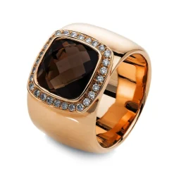 Ring 750/18K Rotgold Diamant 0.35ct. Rauchquarz 4.27ct.