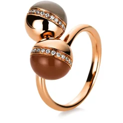 Ring 750/18K Rotgold Diamant 0.14ct. Mondstein 4.37ct.