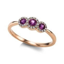 Ring 750/18K Rotgold Diamant 0.09ct. Safir 0.29ct.