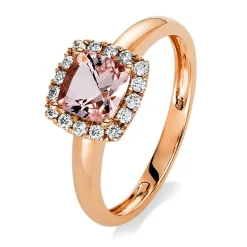 Ring 417/10K Rotgold Diamant 0.17ct. Morganit 0.8ct.