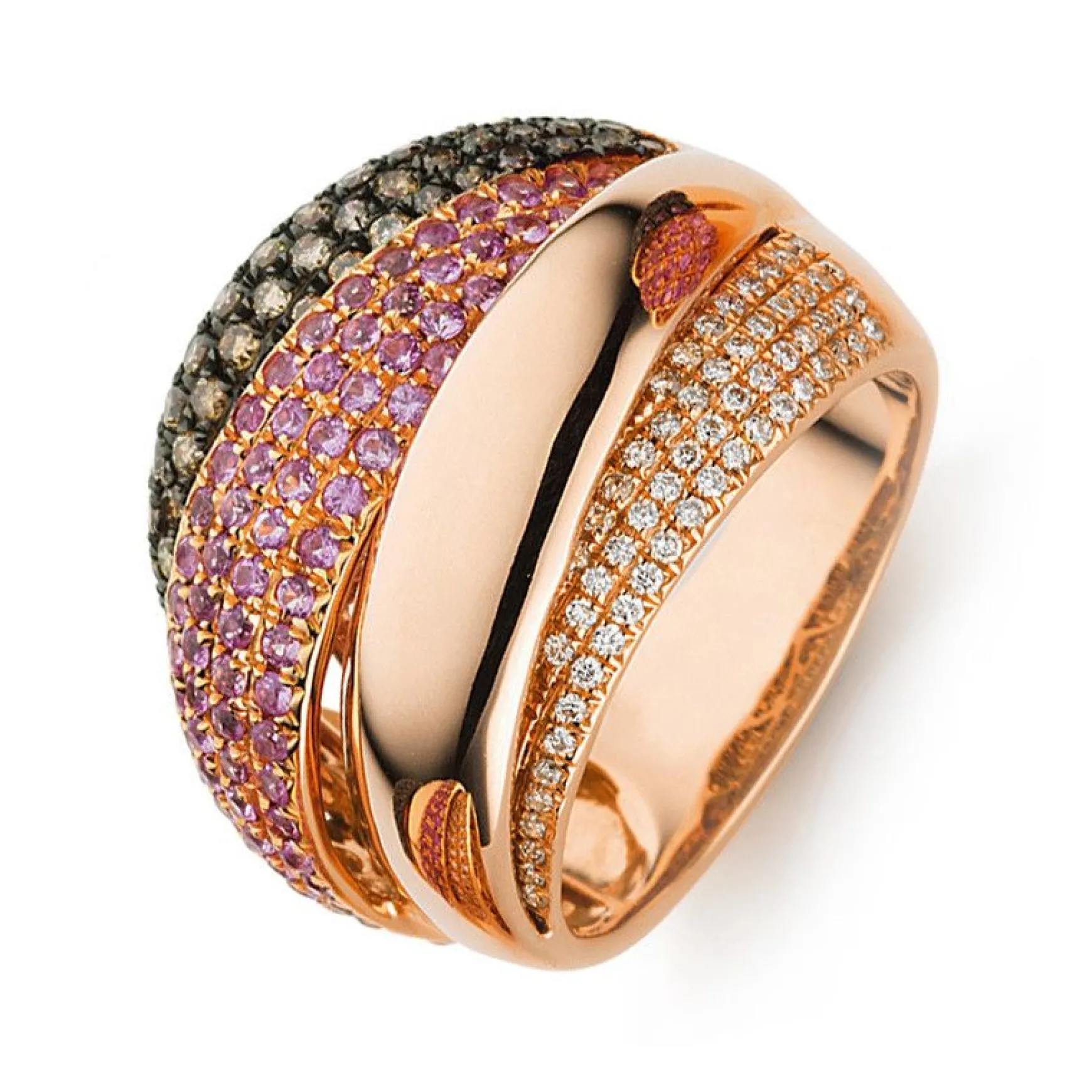 Ring 750/18K Rotgold Diamant 0.86ct. Safir 0.98ct.